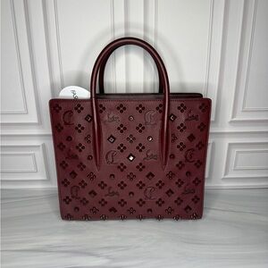 Christian Louboutin Calfskin Spikes Loubinthesky Medium Paloma Tote | Merlot